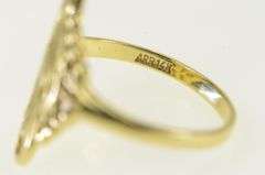 14K Yellow Gold Ornate Scroll Filigree Vintage Statement Ring