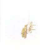 14K Yellow Gold Sapphire Diamond Flower Halo Enamel Stud Earrings