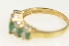 14K Yellow Gold Marquise Emerald Baguette Diamond Band Ring