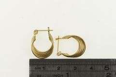 14K Yellow Gold 18.1mm Twist Design Vintage Statement Hoop Earrings