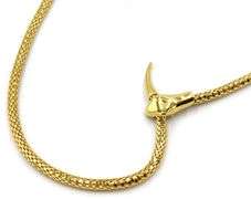 Polished Italian Snake Head Woven Necklace in 14K