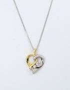 Sweet Bi-Color Diamond Heart on Necklace