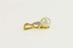 14K Yellow Gold Pearl Diamond Accent Vintage Statement Pendant