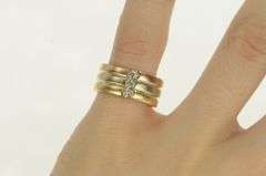 14K Yellow Gold Tri Tone Diamond Layered Statement Band Ring