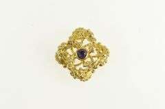 14K Yellow Gold Victorian Amethyst Spiral Knot Statement Pin/Brooch