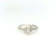 10K White Gold Diamond Swirl Design Promise Engagement Ring