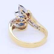 Handsome Yellow Gold Sapphire and Diamond Cluster Ring
