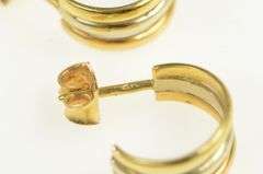 18K Yellow Gold Two Tone 12.8mm Semi Hoop Vintage Earrings