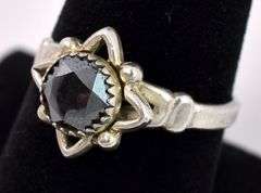 Black Gem Ring In Sterling Silver