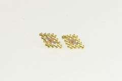 18K Yellow Gold Vintage Squared Bar Cluster Vintage Stud Earrings