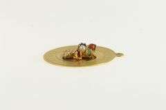 14K Yellow Gold Easter Basket Retro Bouquet Holiday Charm/Pendant