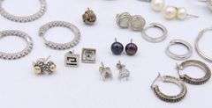 Group Lot of Vintage 925 Sterling Silver Earrings