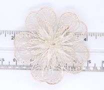 Vintage 925 Sterling Silver Filigree Flower Brooch