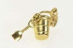 14K Yellow Gold Vintage Pail & Shovel Beach Sand Castle Charm/Pendant