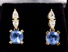 Vermeil Purple Gemstone and CZ Dangle Earrings in Sterling Silver