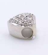 Sparkling Pave Diamond Heart Charm in White Gold