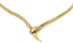 Polished Italian Snake Head Woven Necklace in 14K
