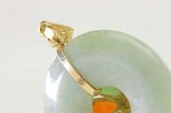 14K Yellow Gold Jadeite Bi Pear Flower Cluster Vintage Pendant