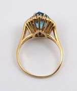 Pear Sha[ed Blue Topaz Ring with Diamonds