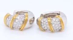 Roberto Coin White and Yellow Gold Diamond Hoop Earrings