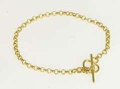 14K Yellow Gold Cable Chain Heart Toggle Clasp Vintage Bracelet