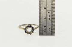 14K White Gold 7.25mm Sapphire Halo Engagement Setting Ring