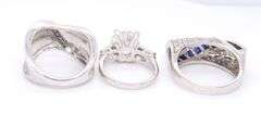 925 Sterling Silver Cubic Zirconia Rings and Charm Pendant