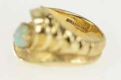 14K Yellow Gold Oval Natural Opal Retro Swirl Statement Ring