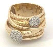 14K Yellow Gold 0.54 Ctw Diamond Layered Statement Band Ring