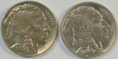 Very Choice BU 1931-S & 1934-P Buffalo Nickels. Lustrous