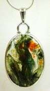 Beautiful Moss Agate Sterling Pendant & Chain