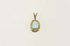 14K Yellow Gold Oval Blue Topaz Solitaire Classic Pendant