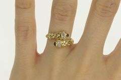 14K Yellow Gold Sapphire Diamond Woven Design Bypass Ring