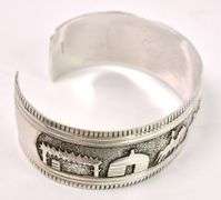 Native American Cuff Bracelet In Sterling Silver