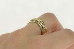 14K Yellow Gold Diamond Watch Chain Pattern Wedding Band Ring