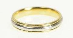 18K Yellow Gold Platinum 4mm Two Tone Classic Wedding Band Ring