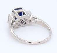 Handsome White Gold Blue and White Sapphire Three Stone Ring