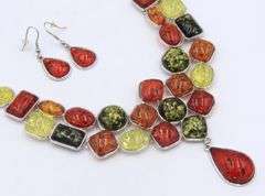 Chunky Baltic amber Necklace and Earrings Set