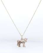 Vintage 925 Sterling Silver Cow Pendant on Chain Necklace