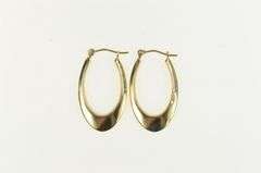 14K Yellow Gold 25.4mm Oval Vintage Puffy Statement Hoop Earrings