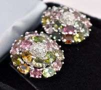 Opulent 6.45CTW Tourmaline & 0.28CTW Diamond Earrings in Sterling Silver