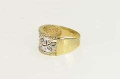 14K White Gold Diamond Ornate Floral Vine Statement Band Ring