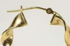 14K Yellow Gold 27.4mm Retro Twist Corkscrew Hoop Earrings