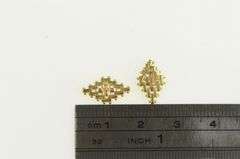 18K Yellow Gold Vintage Squared Bar Cluster Vintage Stud Earrings