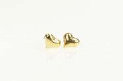 14K Yellow Gold Domed Heart Love Symbol Vintage Stud Earrings