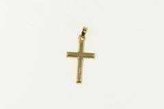 14K Yellow Gold Retro Cross Christian Faith Simple Pendant