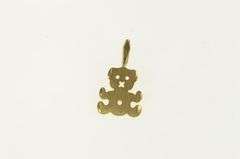 14K Yellow Gold Diamond Cut Teddy Bear Stuffed Animal Charm/Pendant