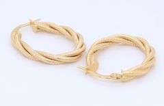 Gorgeous Yellow Gold Oval Twisted Hoop Earrings