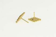 18K Yellow Gold Vintage Squared Bar Cluster Vintage Stud Earrings