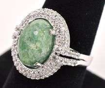 Beautiful 6.50CTS Emerald & 1.50CTW White Topaz Ring in Sterling Silver